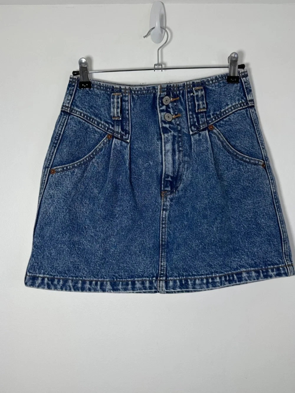 Abercrombie & Fitch Y2K Blue Denim Mini Skirt Natural Rise Size 27/4 Summer